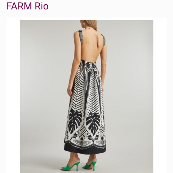 FARM Rio Black and White Backless Dress - Picture 3 of 4